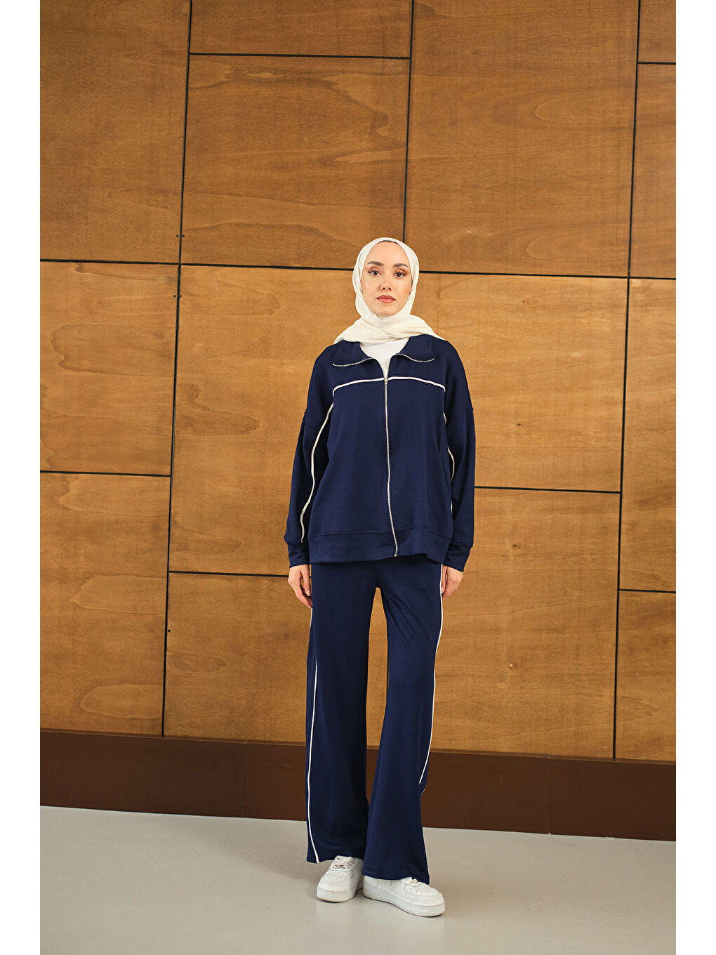 Kadın Şerit Detay Takım Lacivert-1