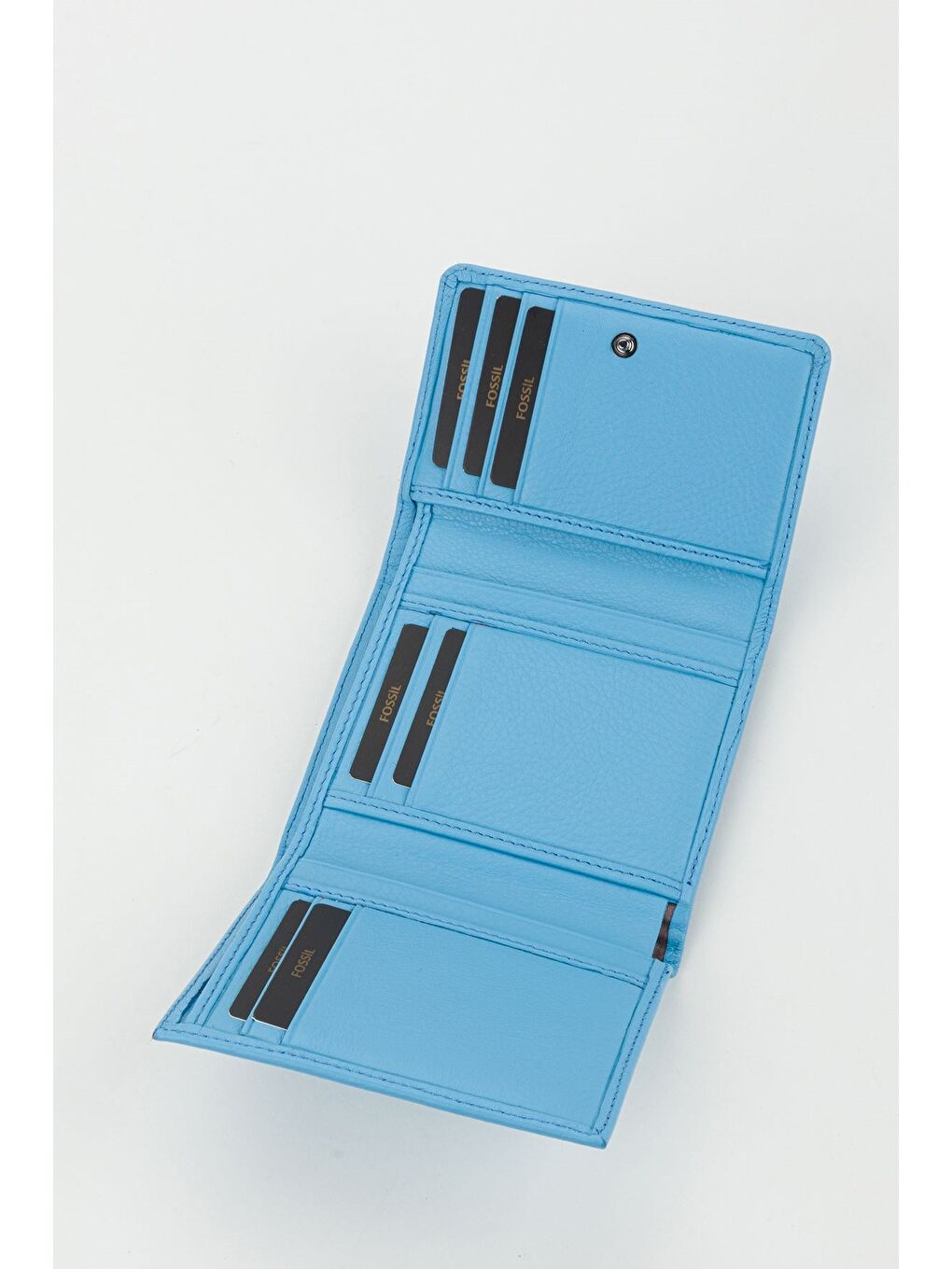 Kutulu Hakiki Deri Buz Mavi Kadın El Portföyü Kartlık Cüzdan-2