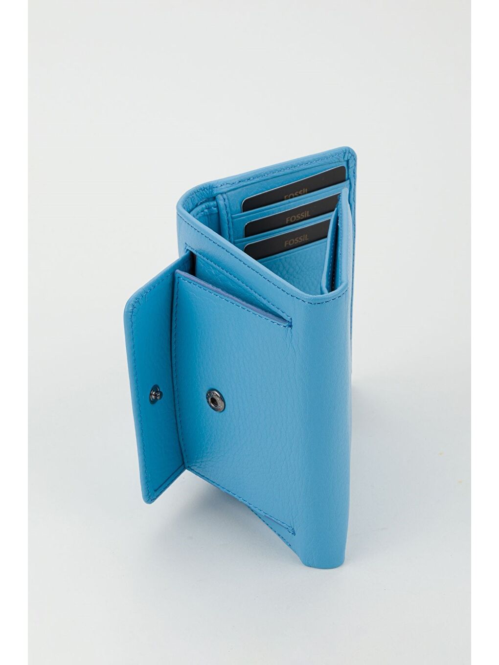 Kutulu Hakiki Deri Buz Mavi Kadın El Portföyü Kartlık Cüzdan-4