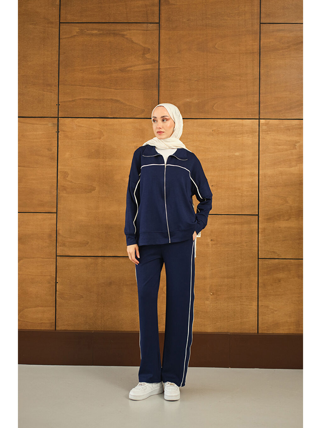 Kadın Şerit Detay Takım Lacivert-2