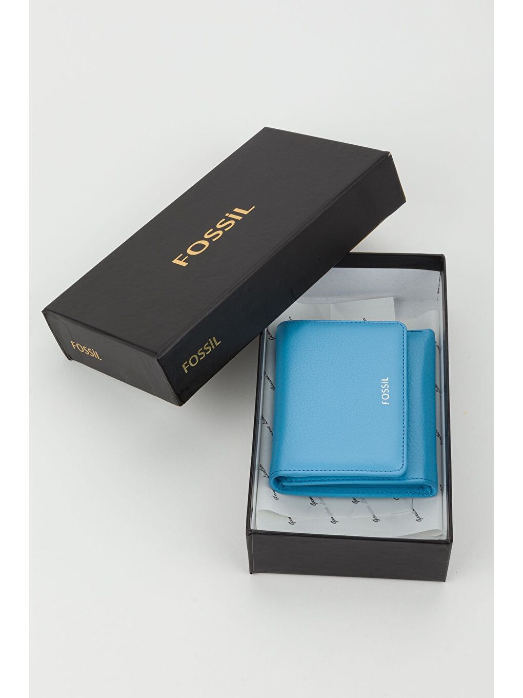 Kutulu Hakiki Deri Buz Mavi Kadın El Portföyü Kartlık Cüzdan-5