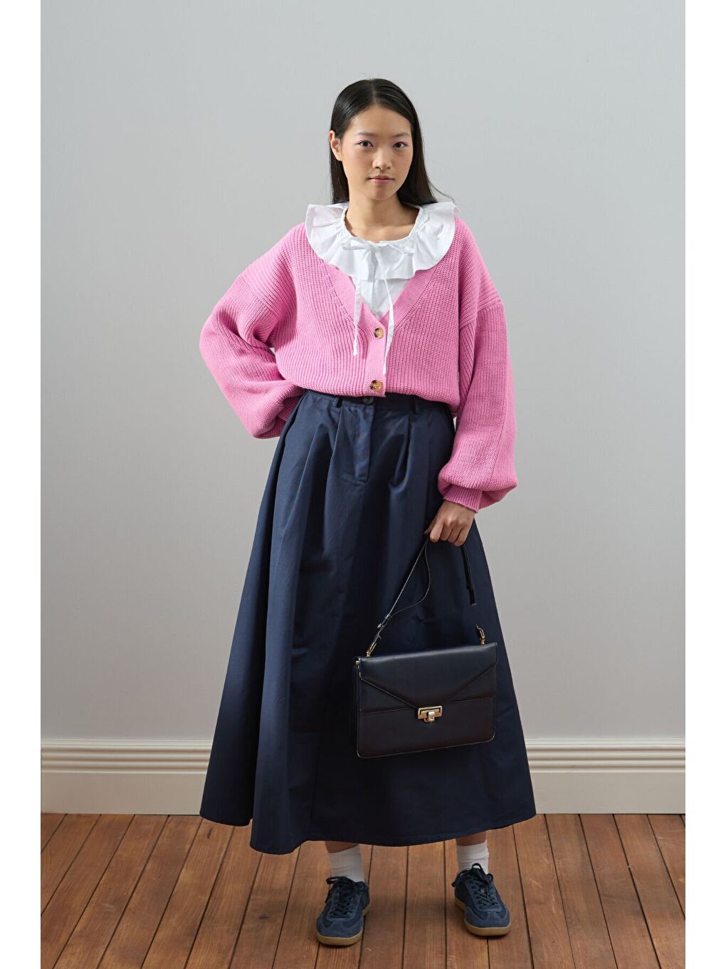 Pembe Balon Kol Triko Hırka-2