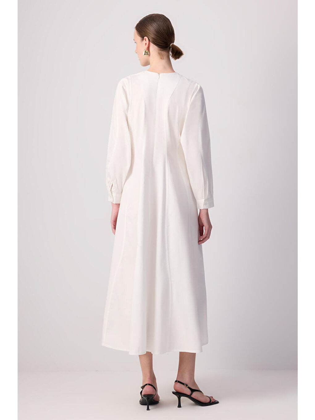 Ekru A Kesim Elbise-3