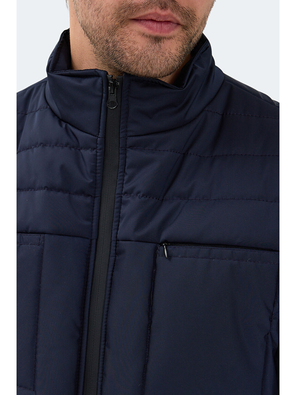 BALDWING Erkek Dik Yaka Fermuarlı Lacivert Mont & Kaban-1