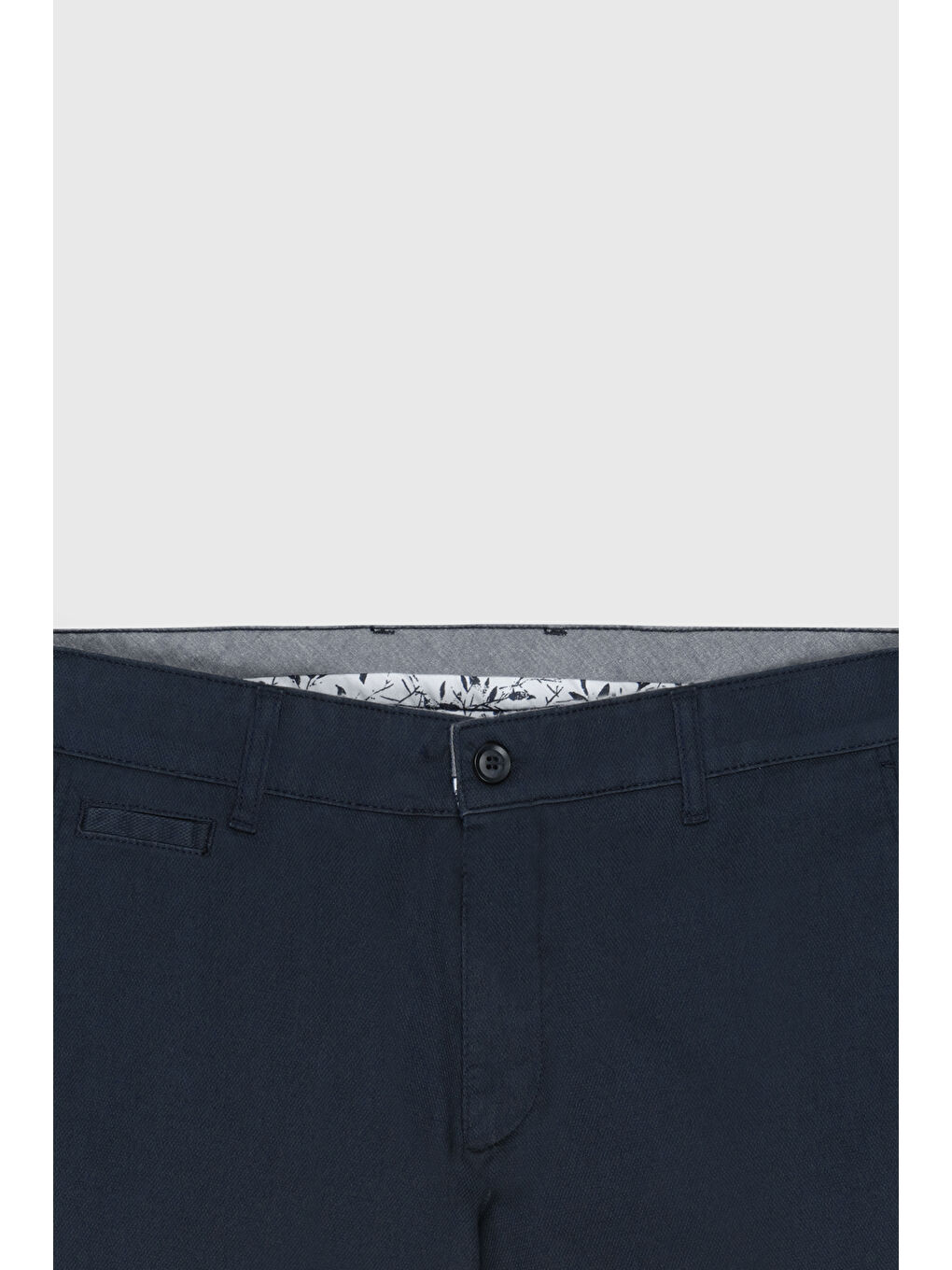 Erkek Lacivert Comfort Fit Rahat Kesim Pamuklu Esnek Armürlü Yan Cep Pantolon-1