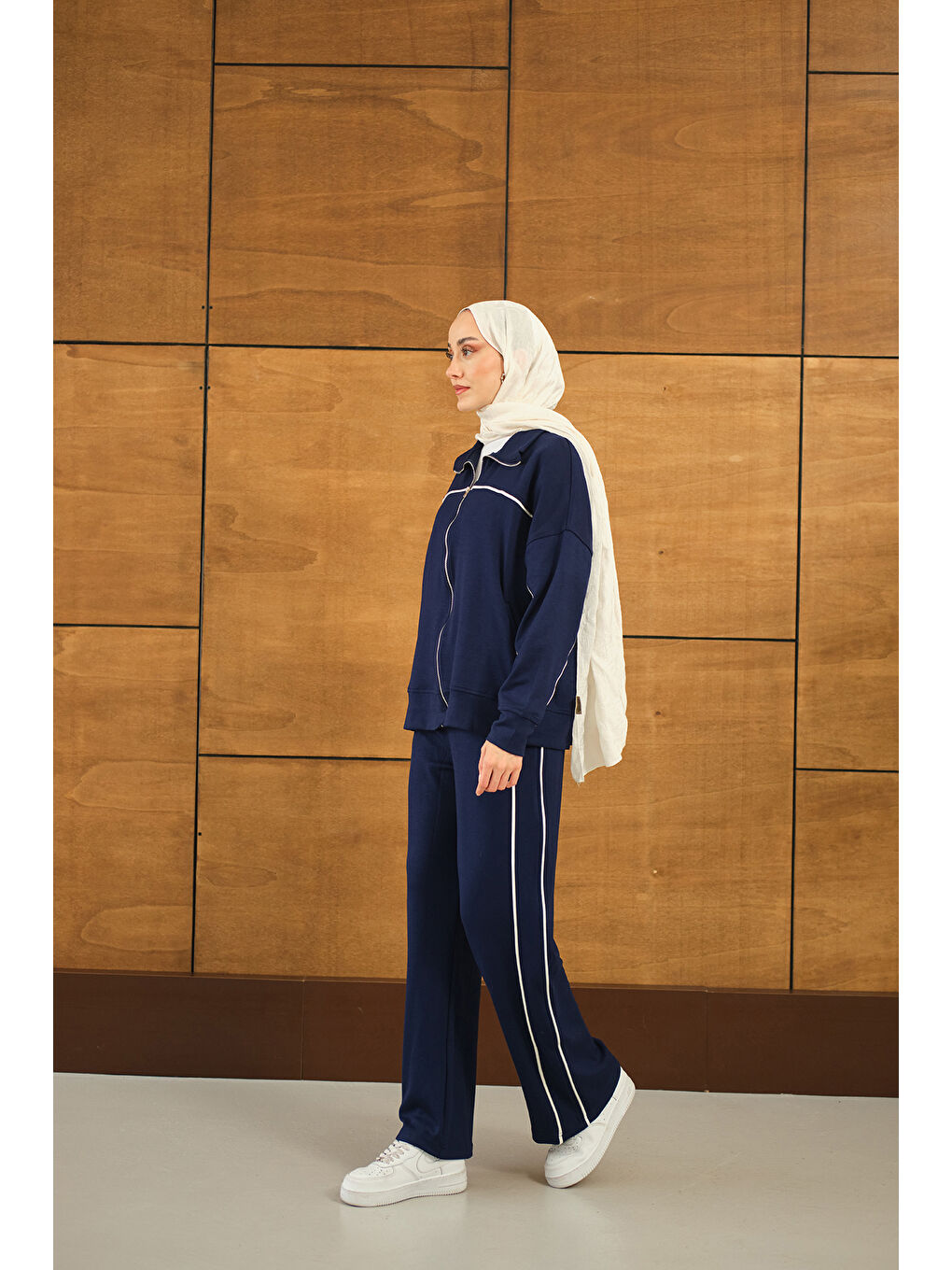 Kadın Şerit Detay Takım Lacivert-3