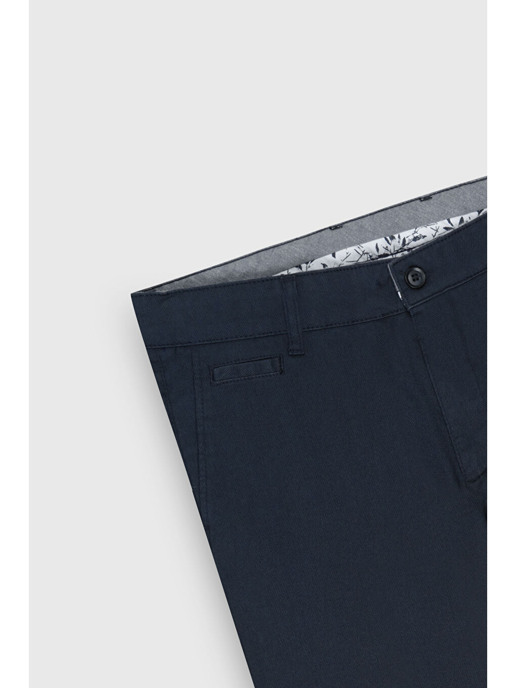 Erkek Lacivert Comfort Fit Rahat Kesim Pamuklu Esnek Armürlü Yan Cep Pantolon-2