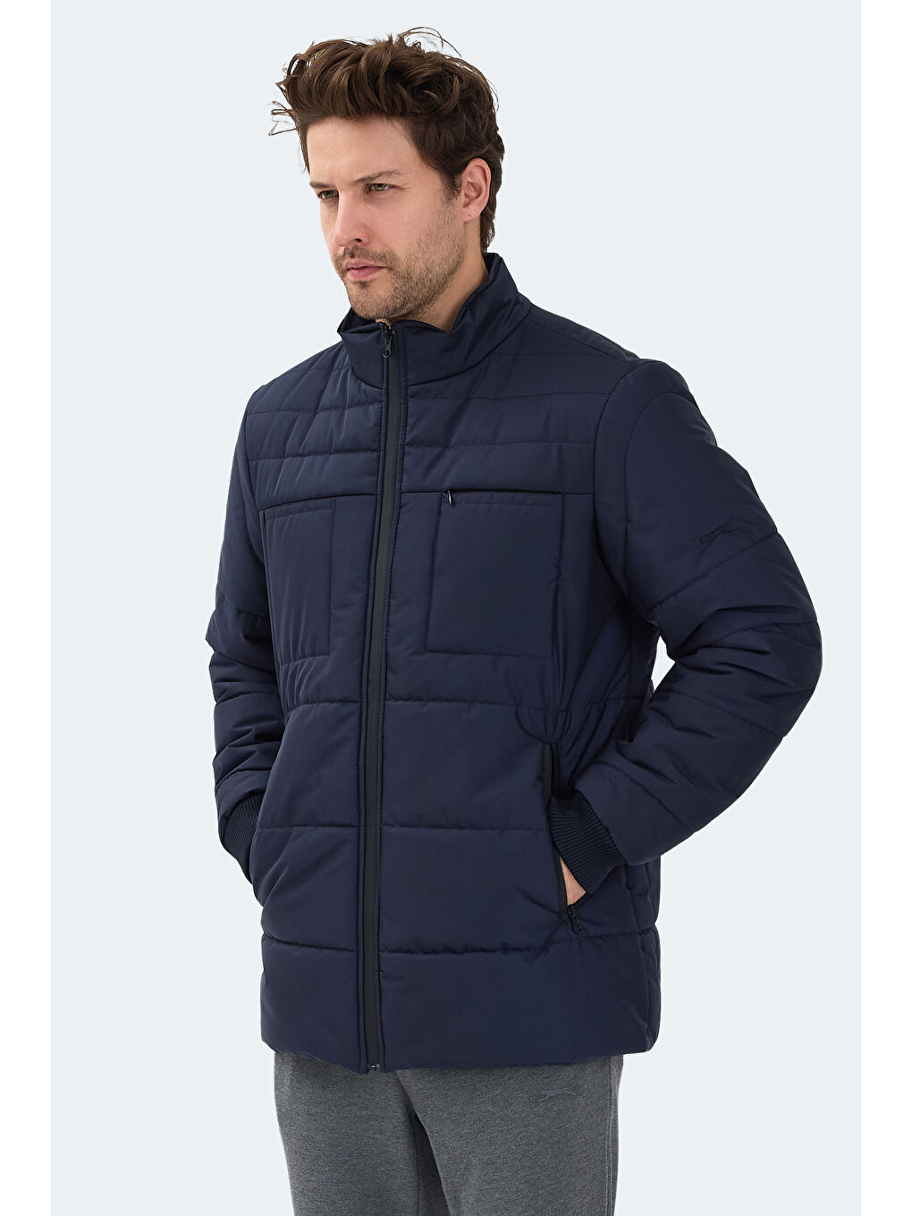 BALDWING Erkek Dik Yaka Fermuarlı Lacivert Mont & Kaban-4