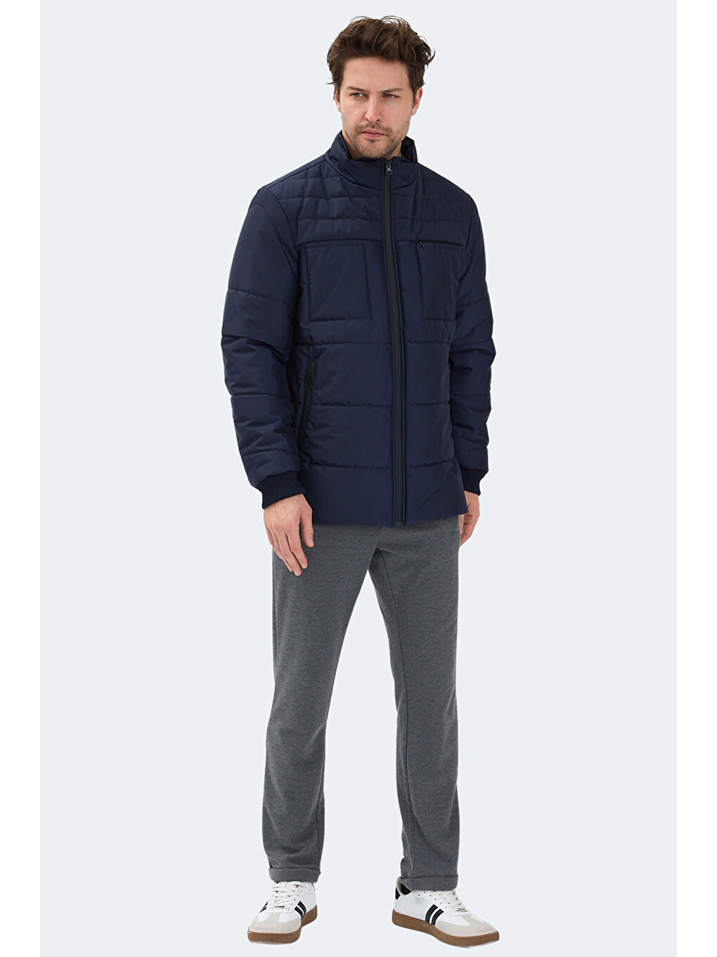 BALDWING Erkek Dik Yaka Fermuarlı Lacivert Mont & Kaban-7