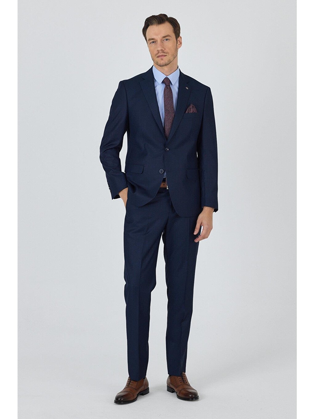 Lacivert Düz Filafil Mono Yaka Tam Astar 6 Drop Comfort Fit Takım Elbise 1001250170-1