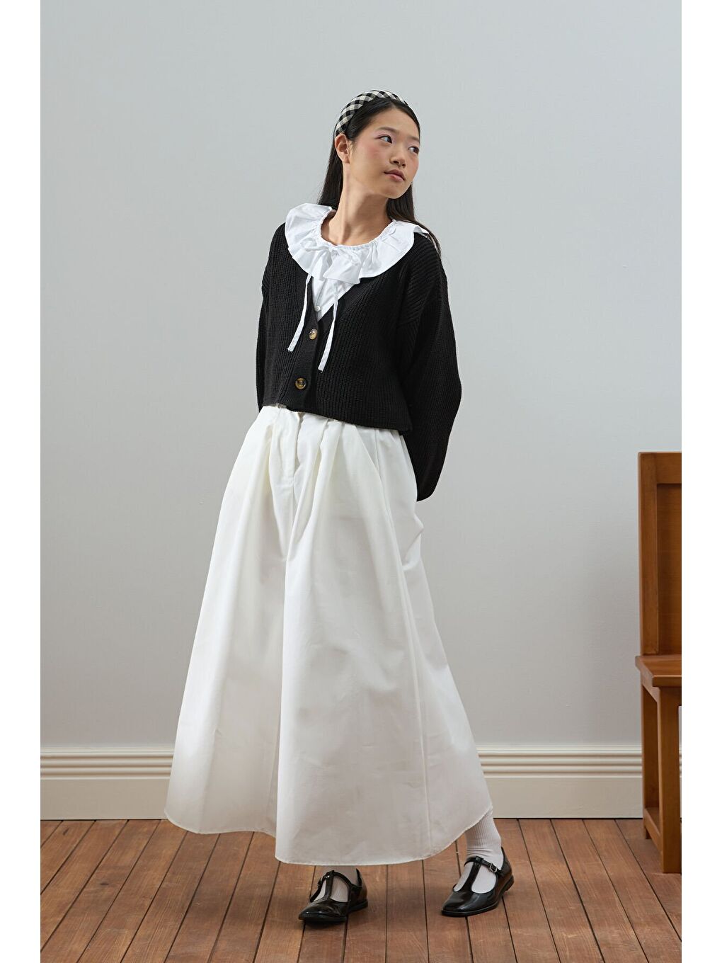 Siyah Balon Kol Triko Hırka-1