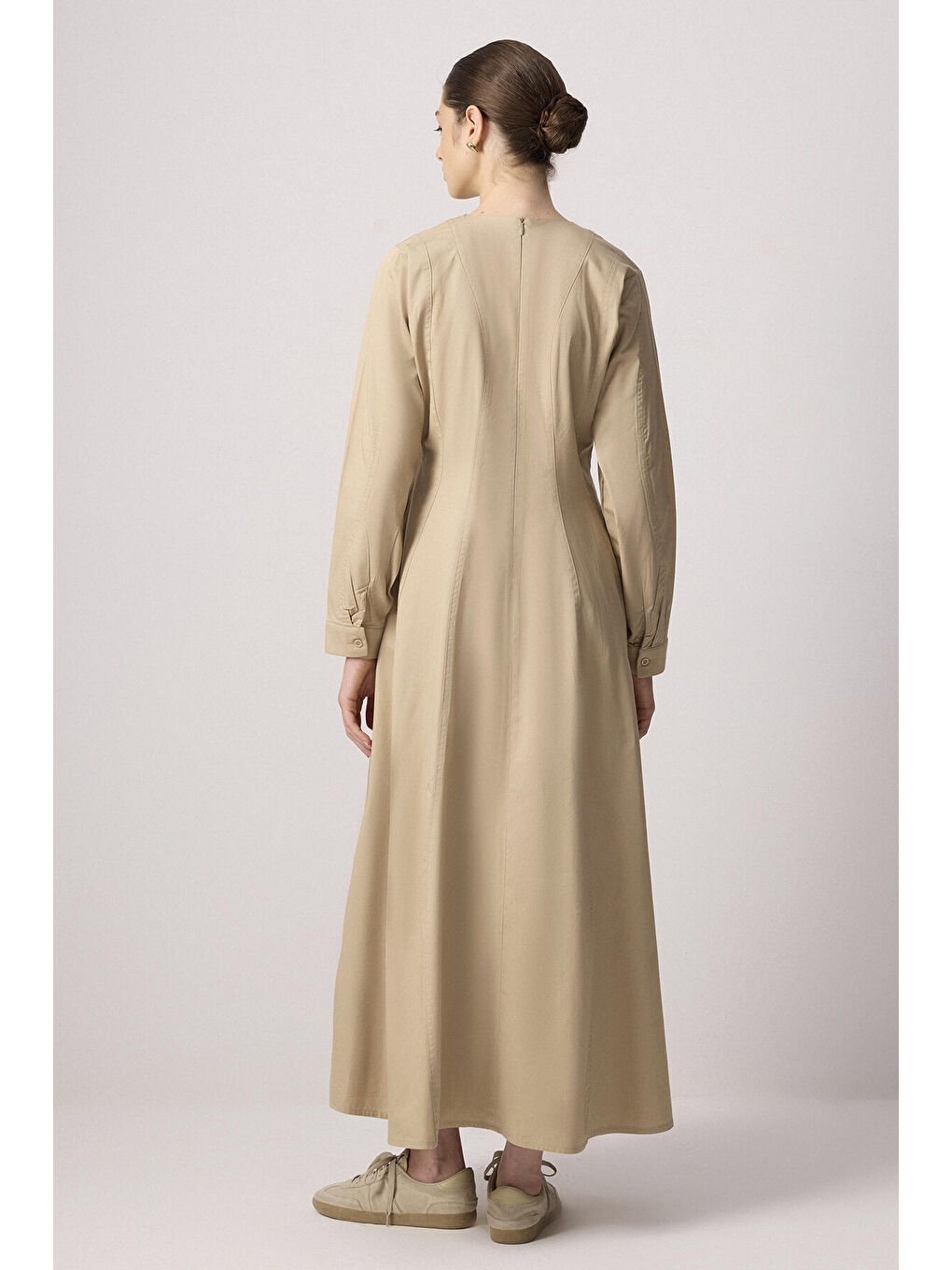 Bej A Kesim Elbise-3