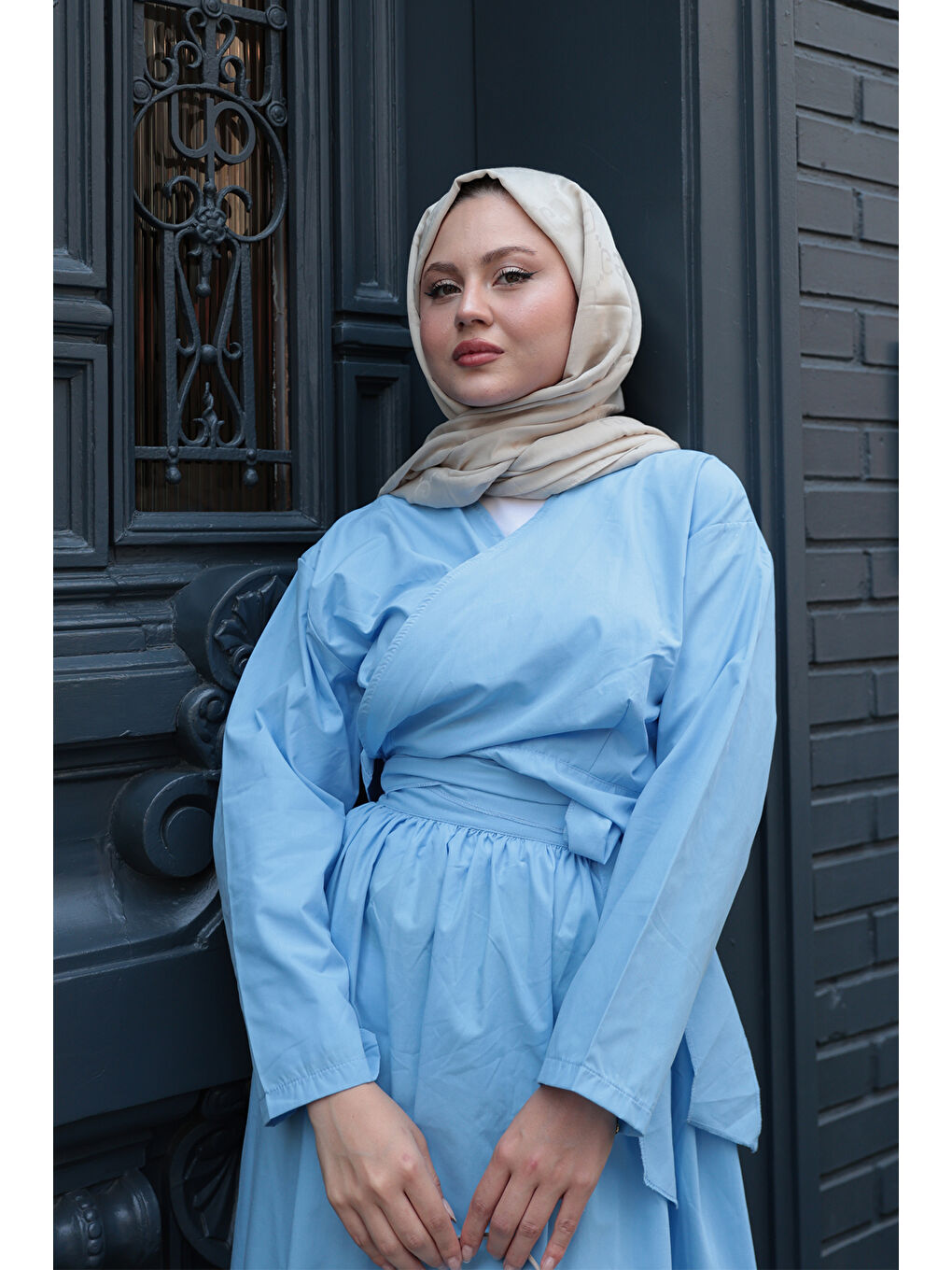 Kadın Bolero Görünümlü İkili Takım Mavi-4