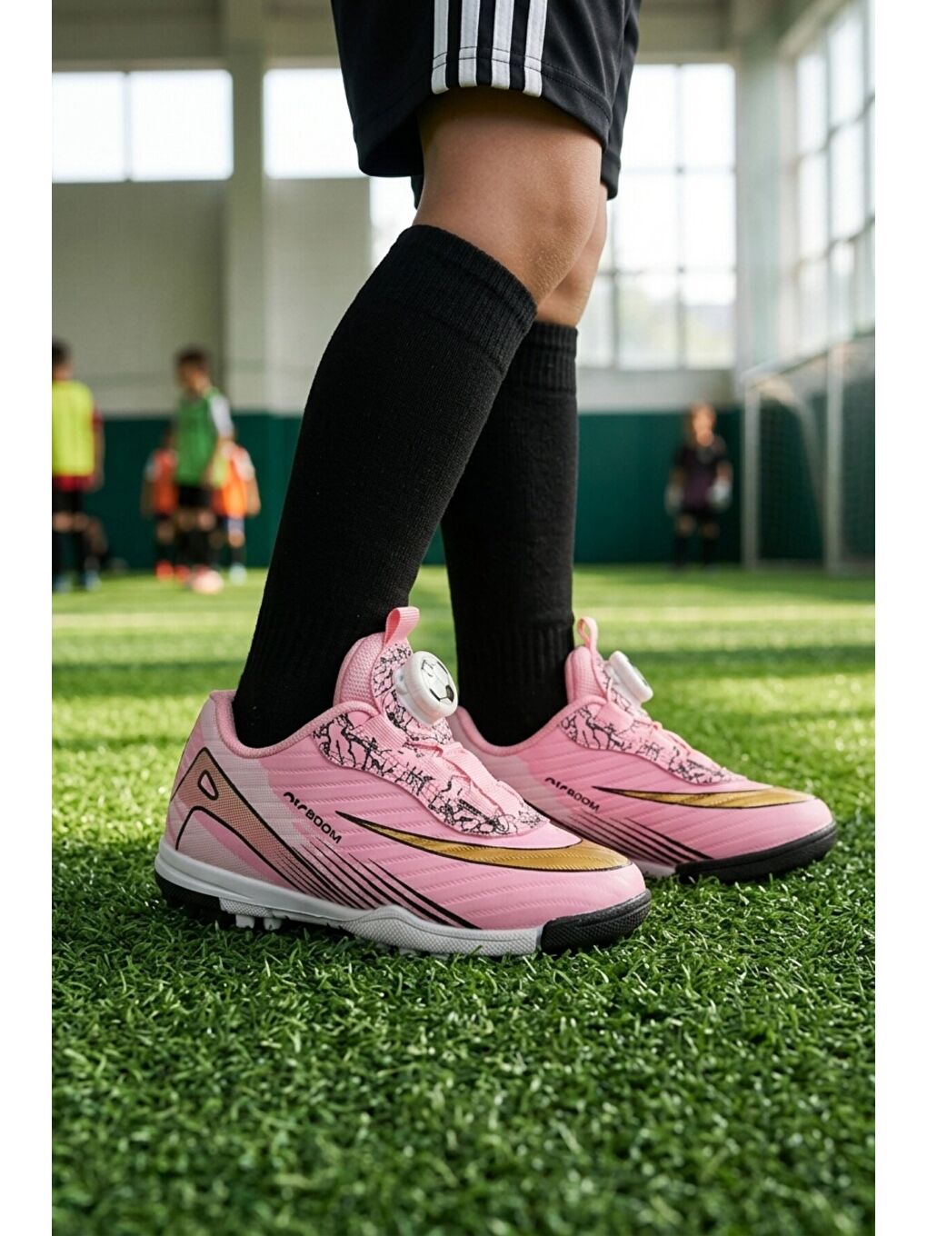 Pembe Siyah Misina Bağcıklı Çocuk Halı Saha Ayakkabı 620 P-2