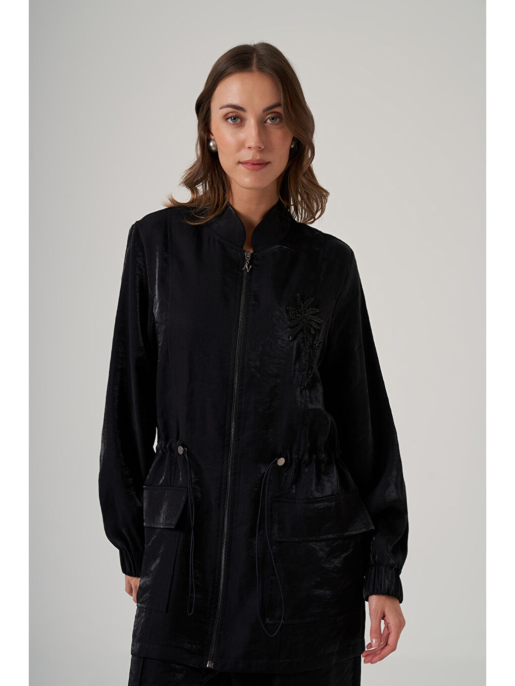 Taş İşleme Cep Detaylı Pantolonlu Takım 1032 Siyah-1