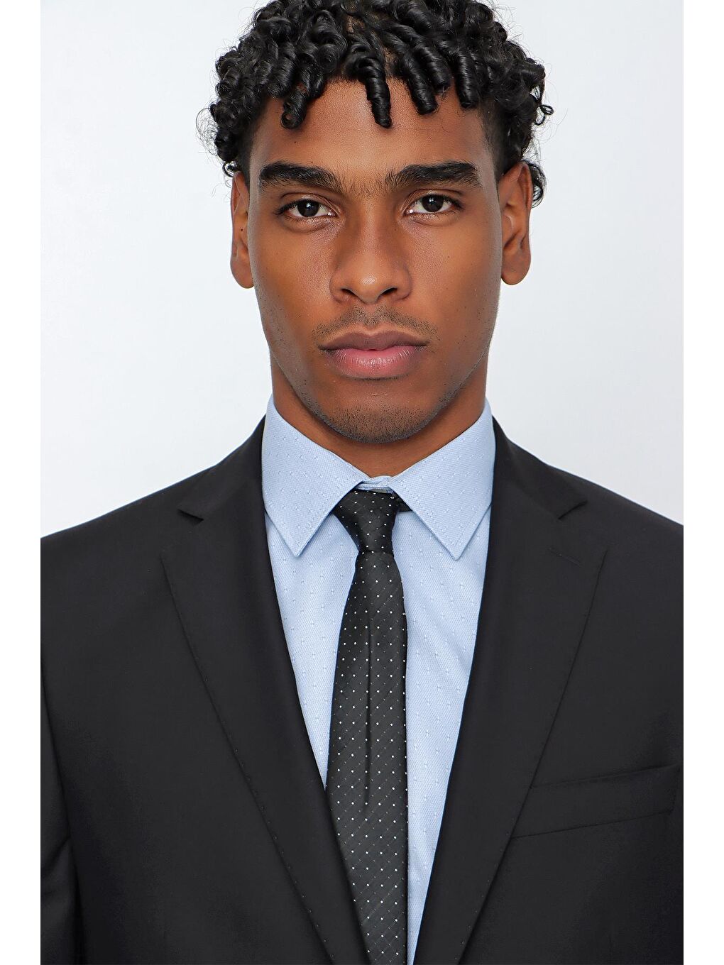 Siyah Düz Gabardin Mono Yaka 2 Düğme 6 Drop Comfort Fit Basic Takım Elbise 1001250009_001-3