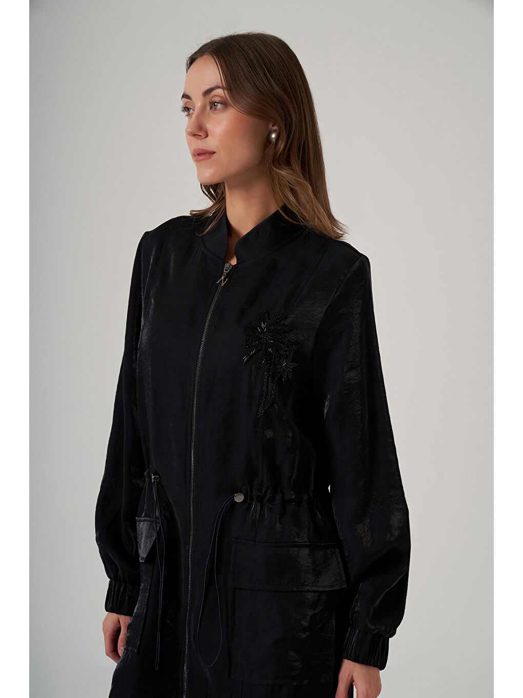 Taş İşleme Cep Detaylı Pantolonlu Takım 1032 Siyah-3