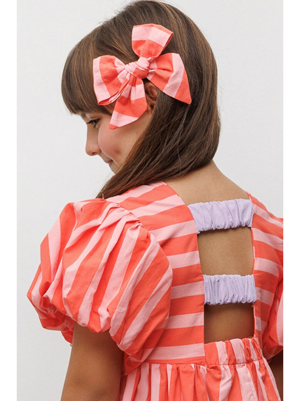 Kırmızı  Çizgi Desenli Kız Çocuk Klips Toka-3