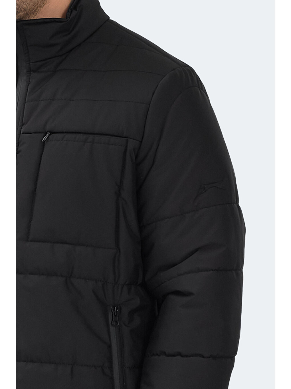 BALDWING Erkek Dik Yaka Fermuarlı Siyah Mont & Kaban-1