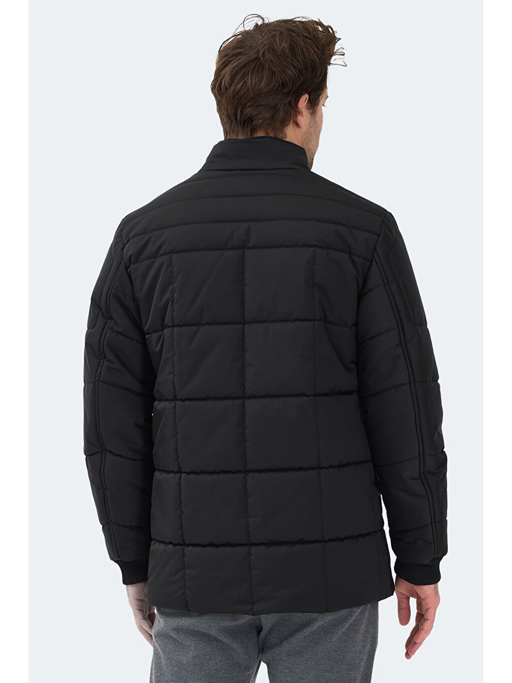 BALDWING Erkek Dik Yaka Fermuarlı Siyah Mont & Kaban-3