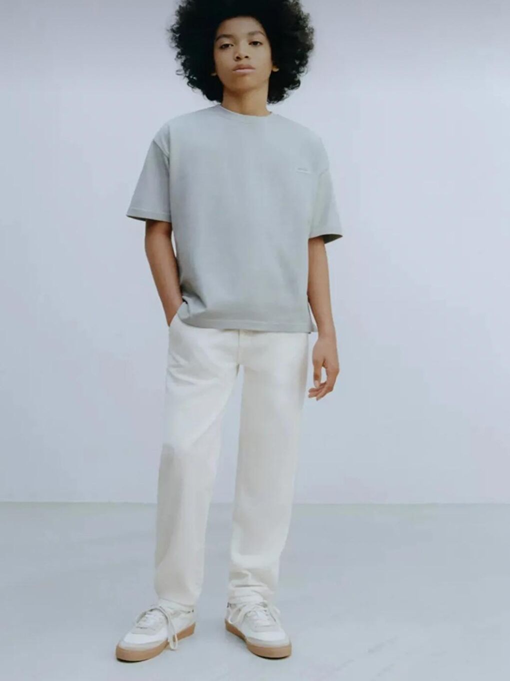 Erkek Çocuk Siyah Renk Baggy Carpenter Jeans Beyaz Renk