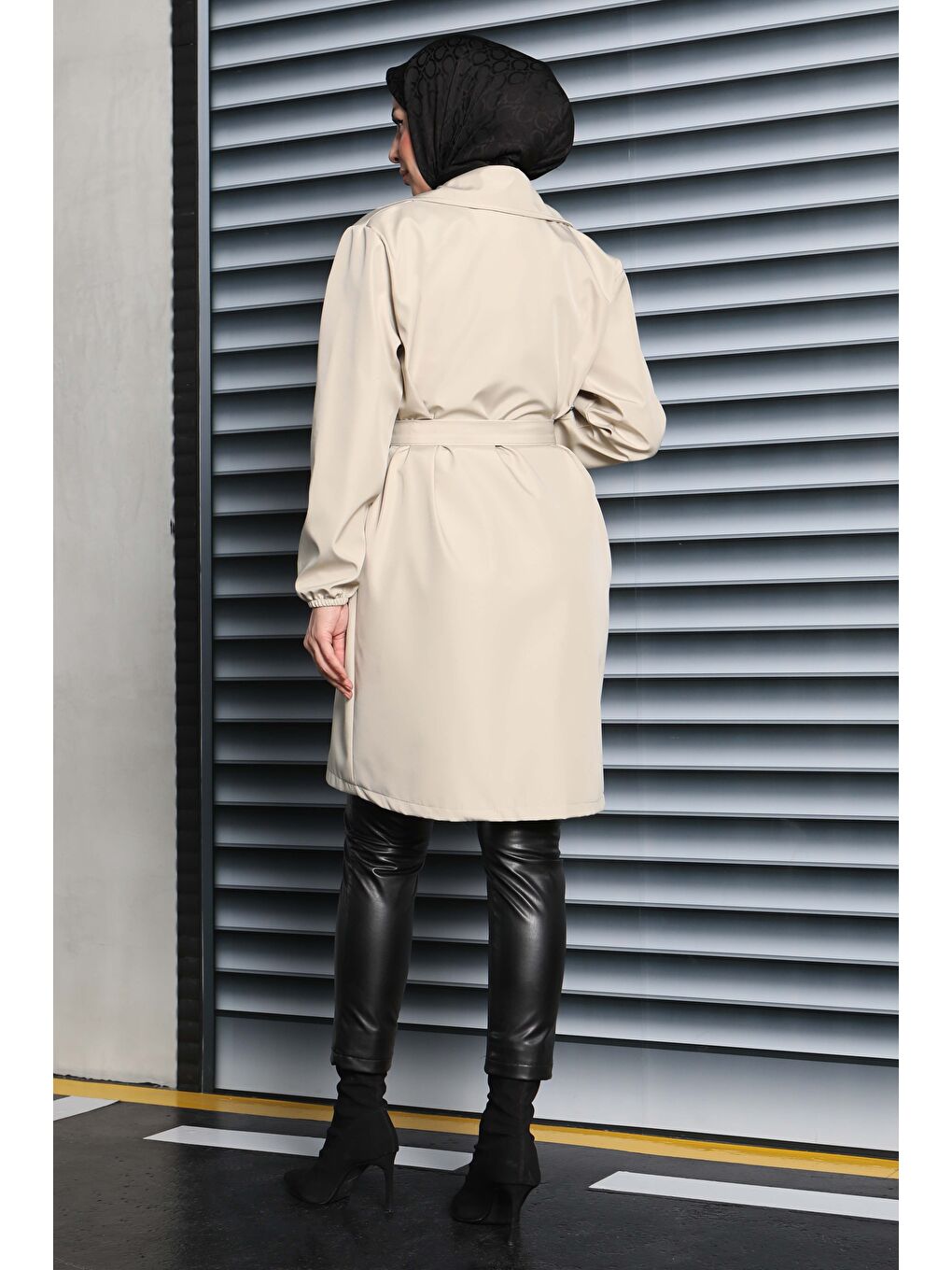 Ekru Kuşaklı Kolu Lastikli Miranda Trençkot Krem - 27799-KREM-1