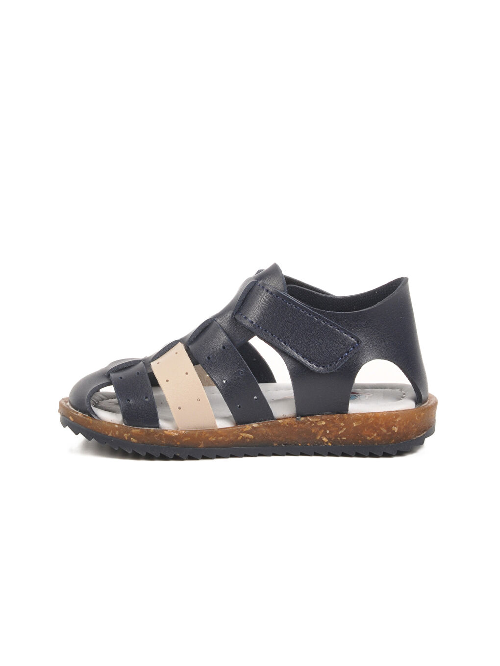 Lacivert Bej Cırtlı Hafif Unisex Çocuk Sandalet 17370 B-1
