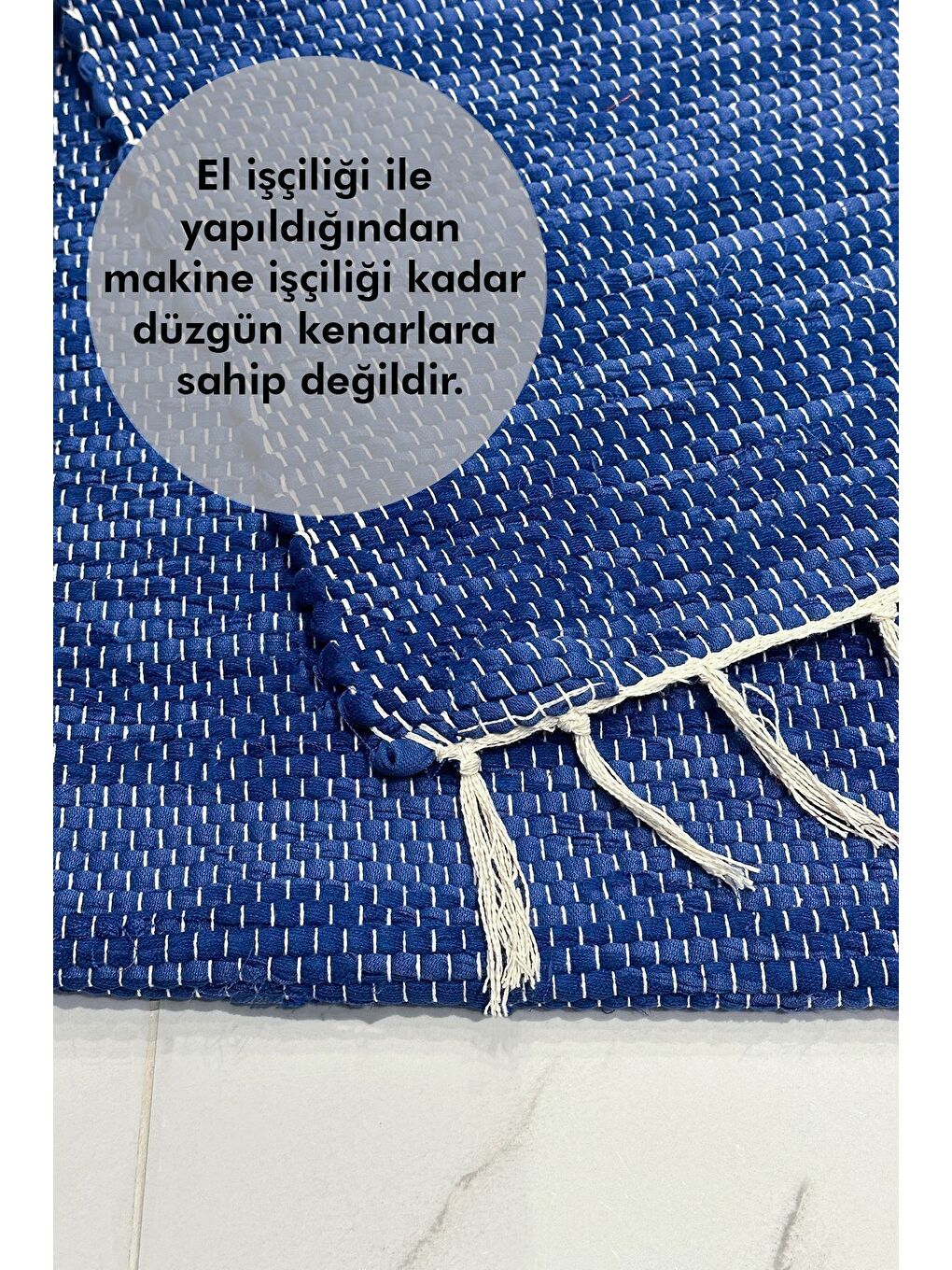 El Yapımı Buldan Dokuma Kilim Otantik Örgü Yolluk Halı Lacivert 75x135cm-2