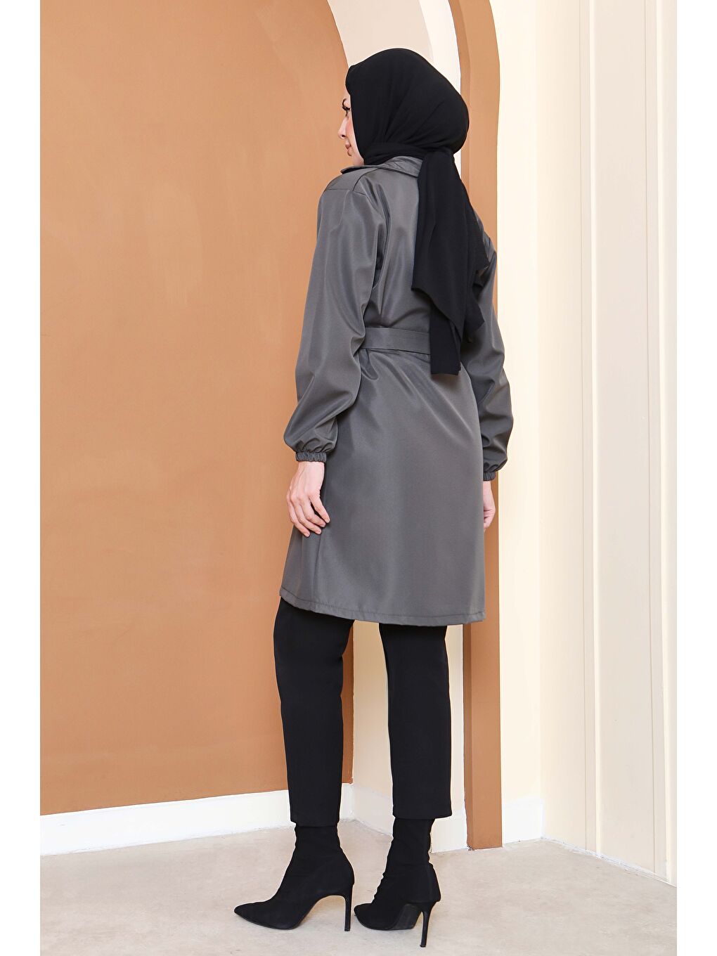 Kuşaklı Kolu Lastikli Miranda Trençkot Haki - 27799-HAKI-1