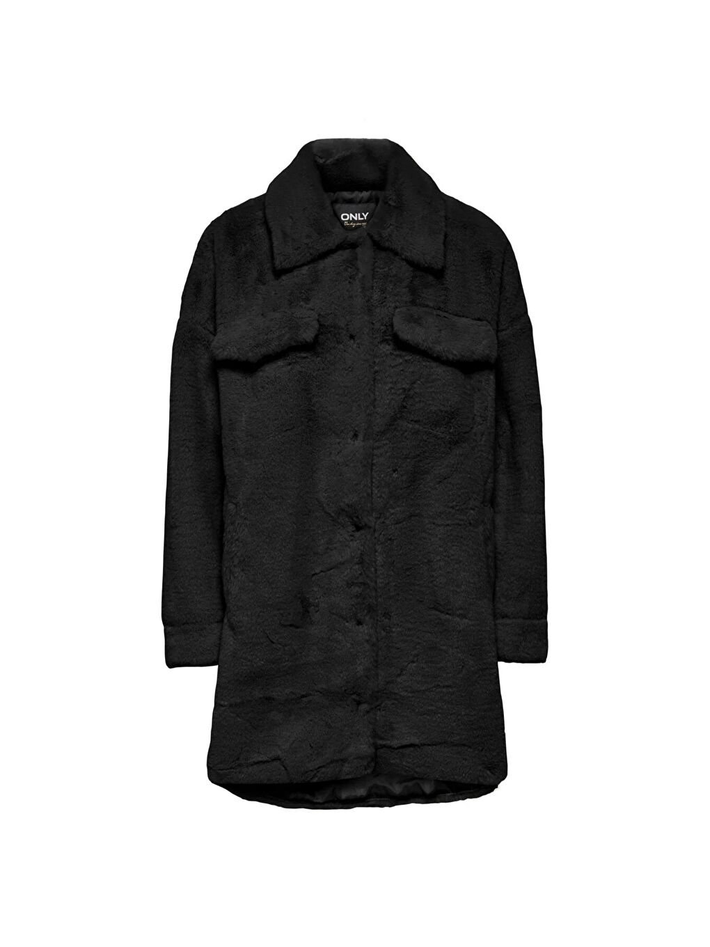 Siyah Onlvida Regular Fit Yumuşak Dokulu Düğmeli Kadın Mont 15260048-3