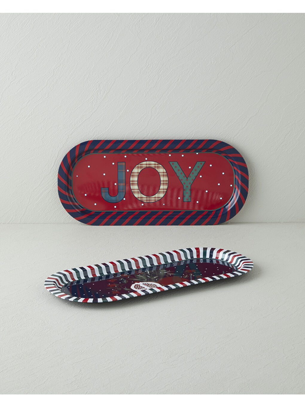 Jolly Metal Tepsi 16x35 cm Kırmızı - Lacivert-3