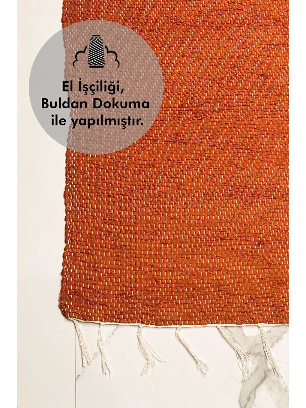 ASDIVA Kahverengi El Yapımı Buldan Dokuma Kilim Otantik Örgü Yolluk Halı Kiremit 75x135cm - 1