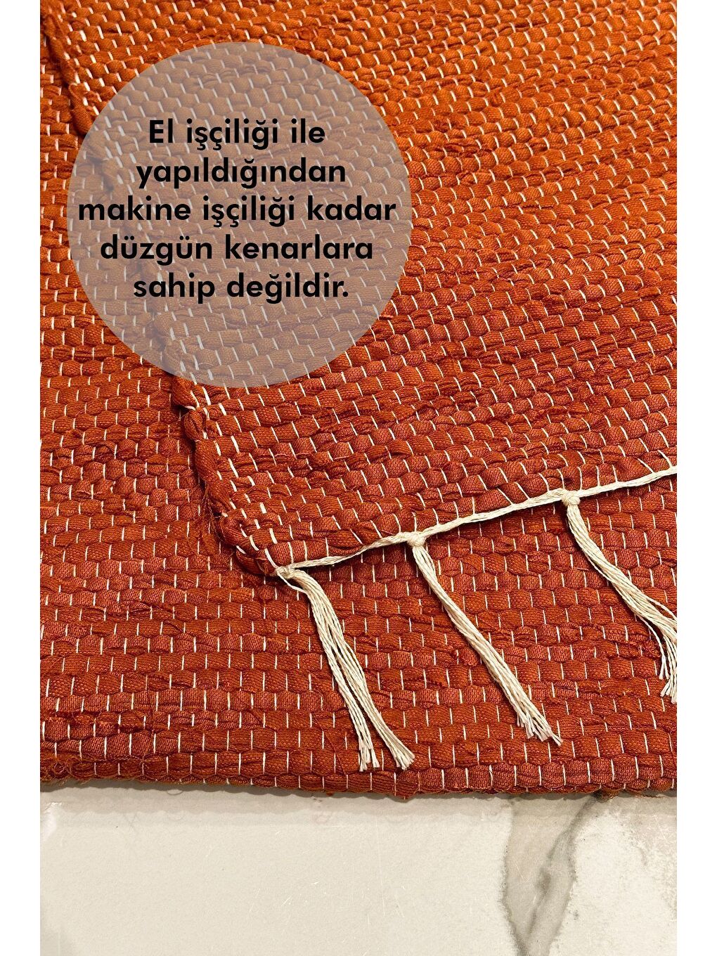 ASDIVA Kahverengi El Yapımı Buldan Dokuma Kilim Otantik Örgü Yolluk Halı Kiremit 75x135cm - 2