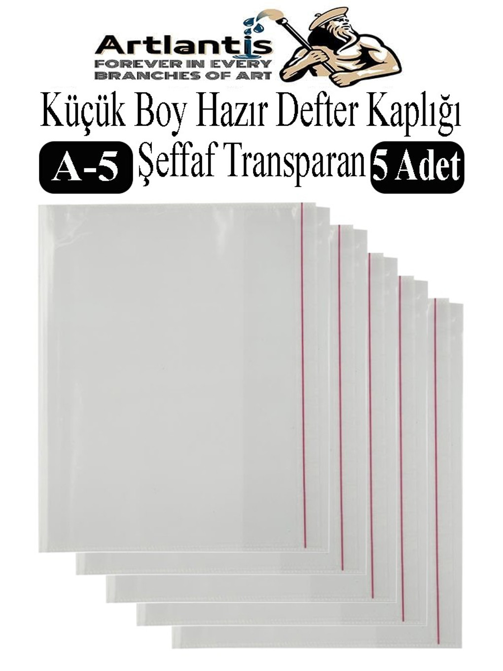Küçük Boy Hazır Defter Kaplığı Şeffaf A5 5 Adet 1 Paket Cırtlı Ayarlanabilir Kendinde Yapışkanlı Kap