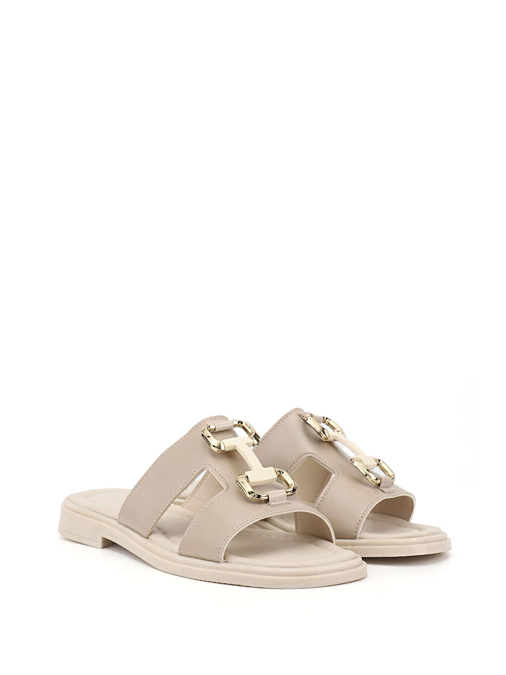 Bej Kadın YENİ BEJ Tokalı Günlük Terlik-1