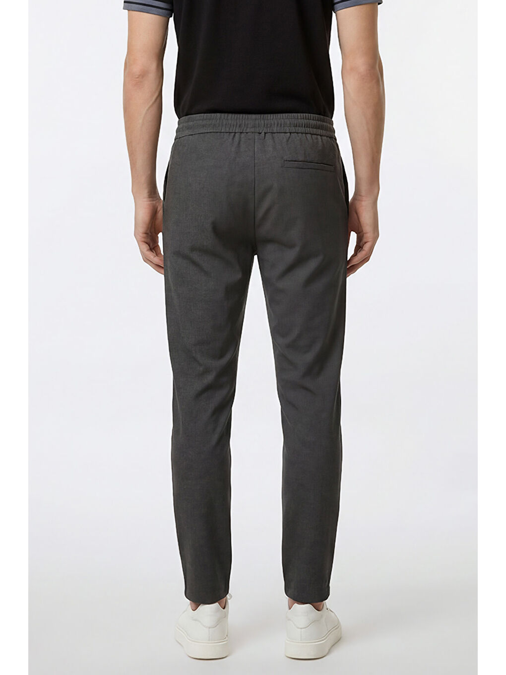 Erkek Antrasit Jogger Slim Fit Dar Kesim Yan Cepli Beli Bağlamalı Pantolon-4