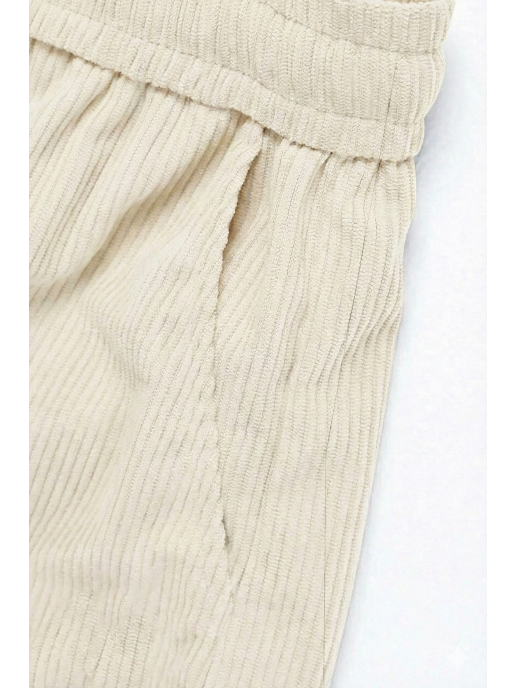 Bej GENIUS Erkek Pantolon Fitilli Kadife Bol Paça Oversize Pantolon-1