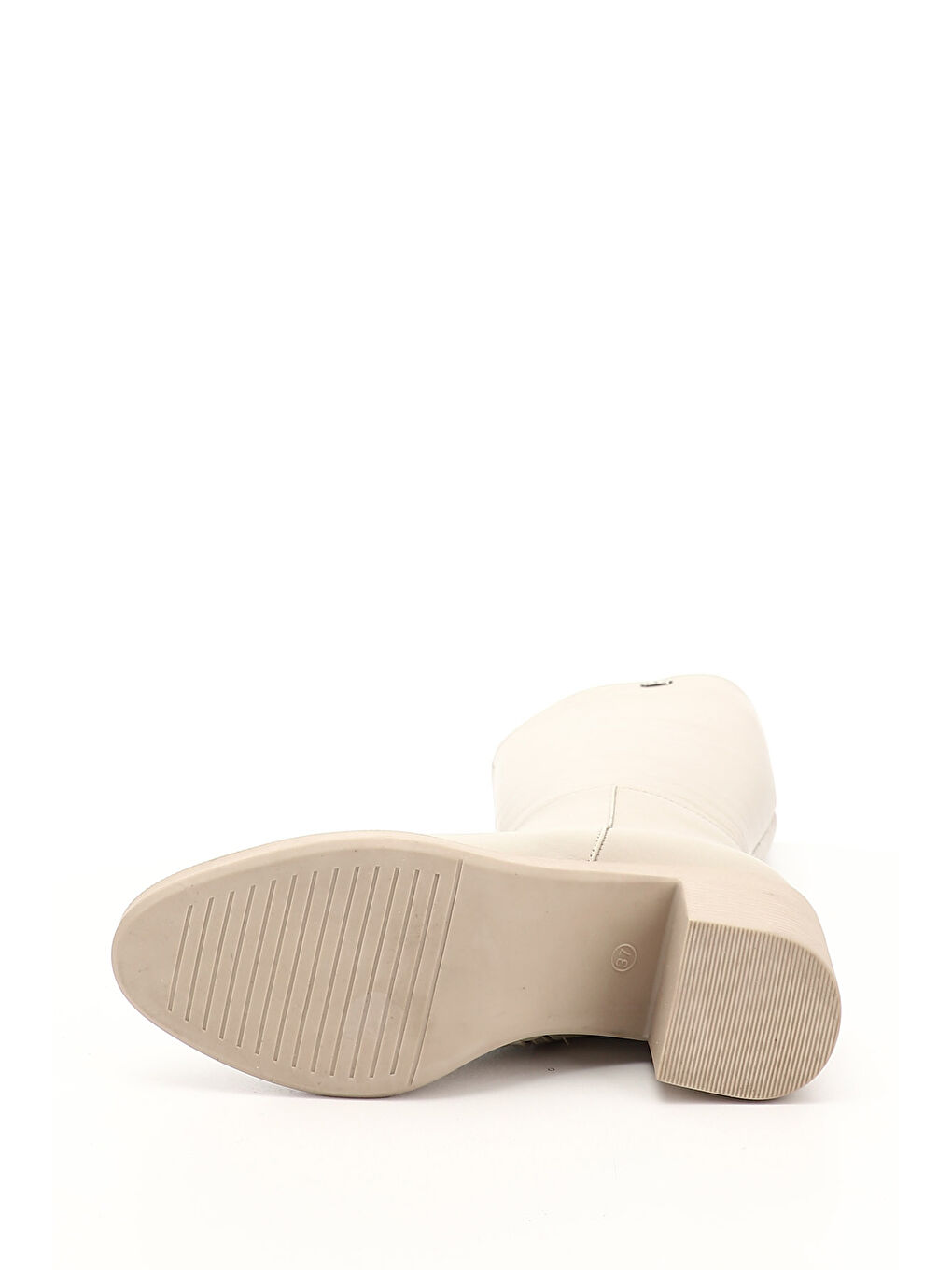 Bej Kadın BEJ-CAMEL Fermuarlı Kalın Topuklu Hakiki Deri Çizme-3