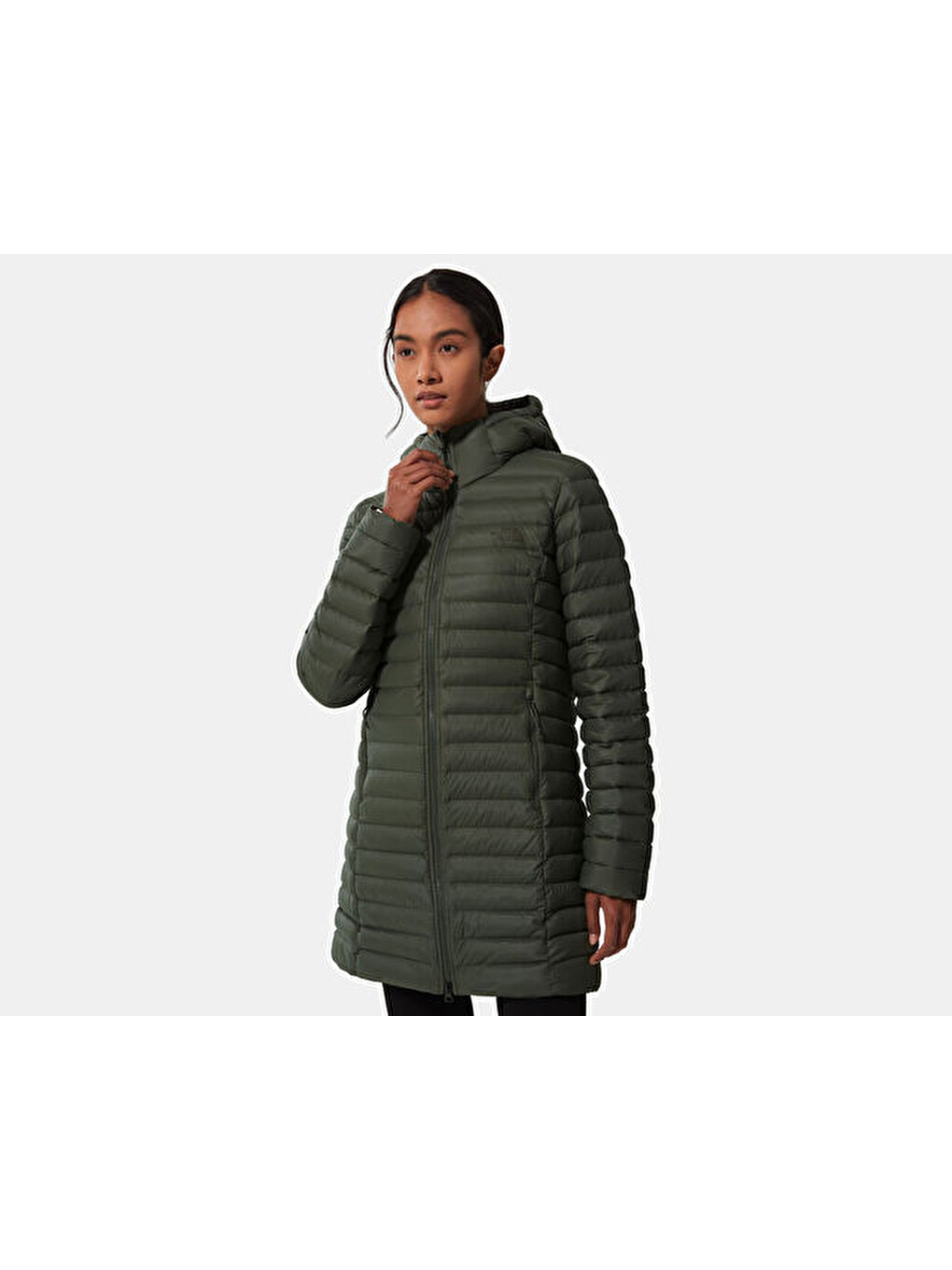 W Stretch Down Parka Kadın Outdoor Montu Nf0a4p6jnyc1 Koyu Yeşil-9