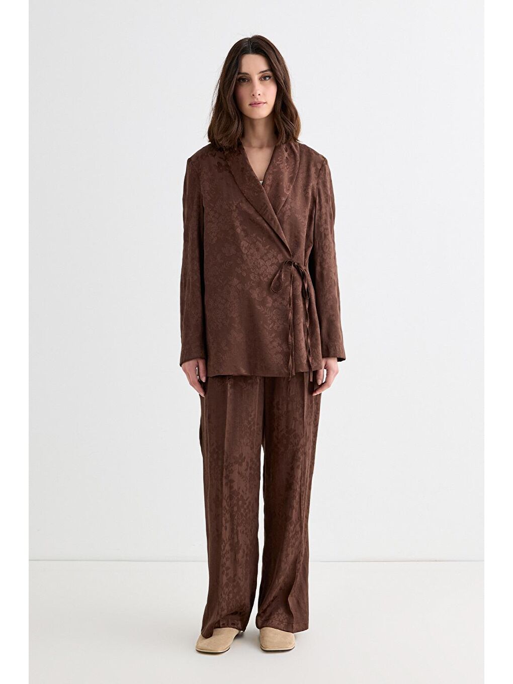 Kahverengi Galia Jakarlı Ceket Pantolon Takım Kahve