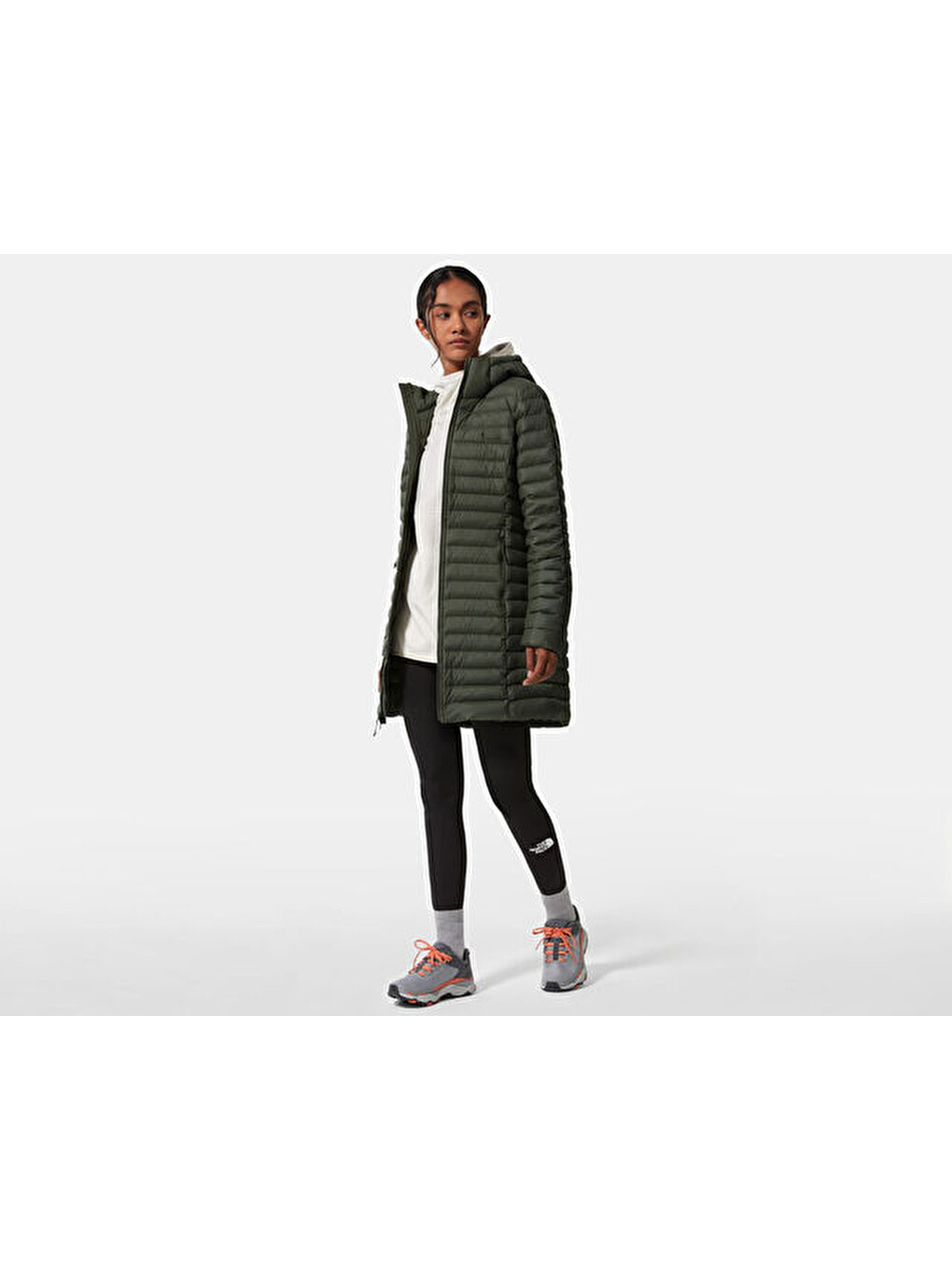 W Stretch Down Parka Kadın Outdoor Montu Nf0a4p6jnyc1 Koyu Yeşil-10