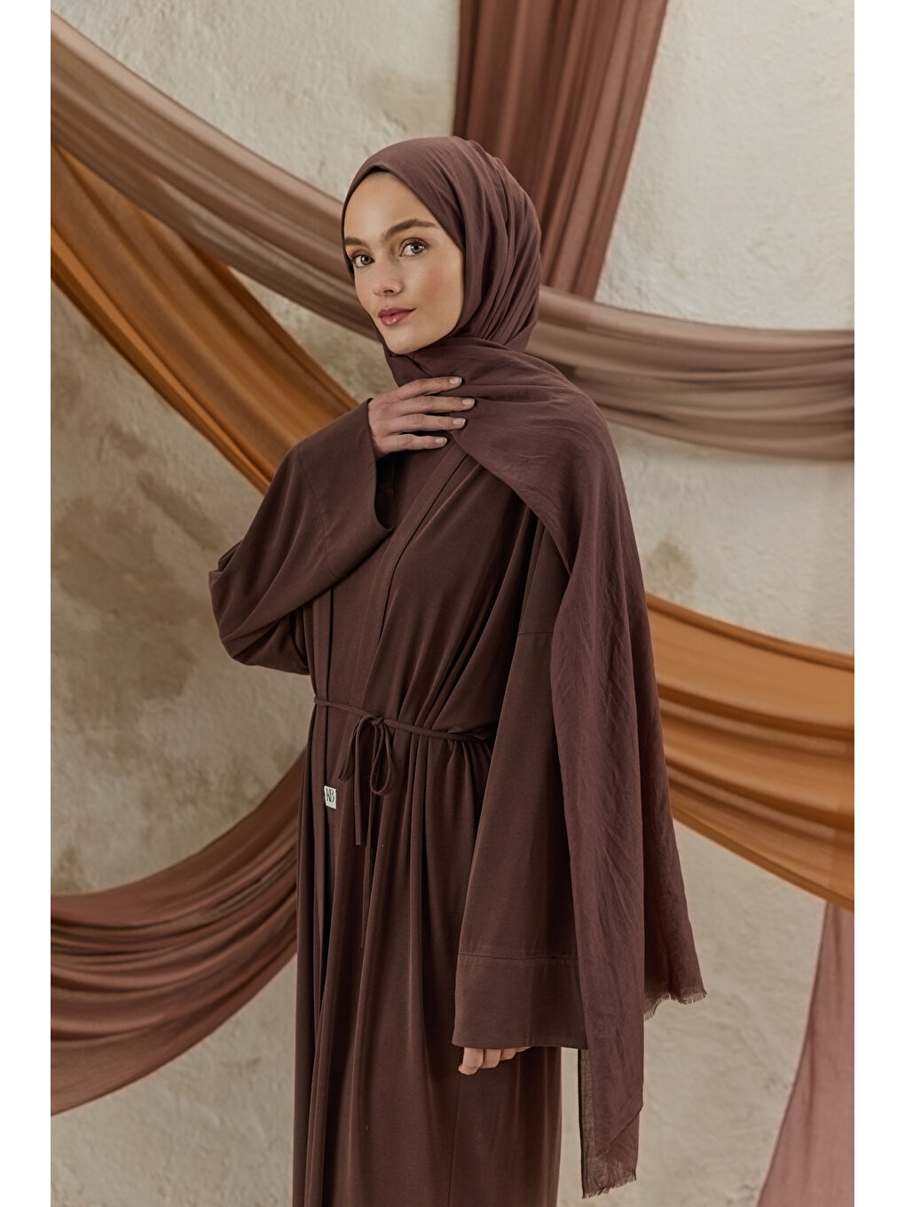 Kahverengi Soft Line Pamuk Şal Kızıl Kahve-1