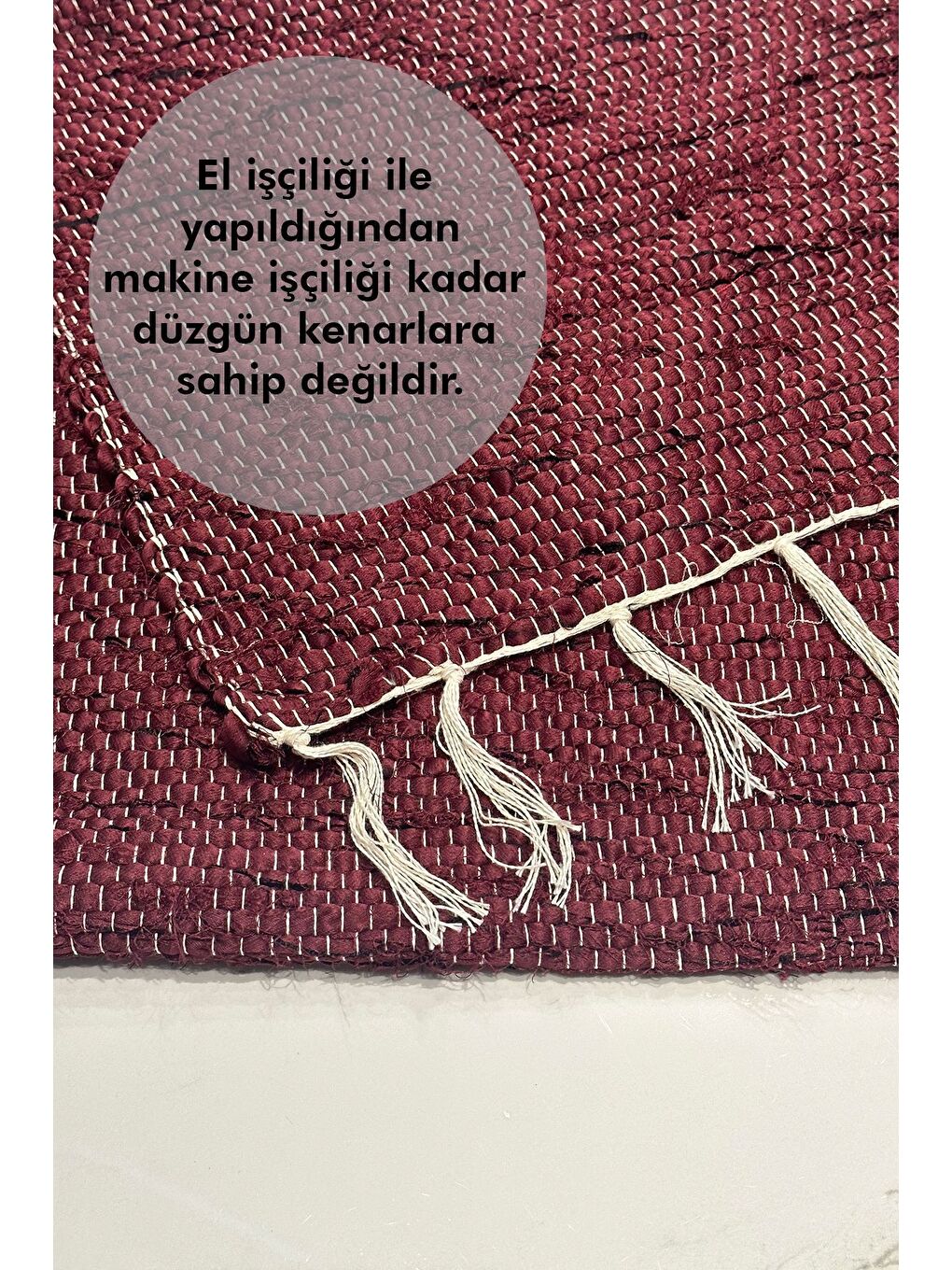 ASDIVA El Yapımı Buldan Dokuma Kilim Otantik Örgü Yolluk Halı Bordo 75x135cm - 2