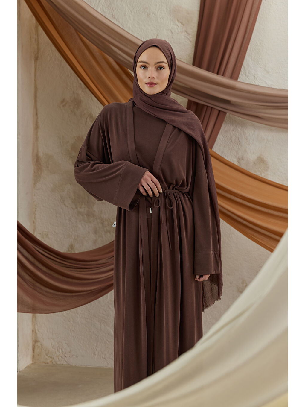 Kahverengi Soft Line Pamuk Şal Kızıl Kahve-2