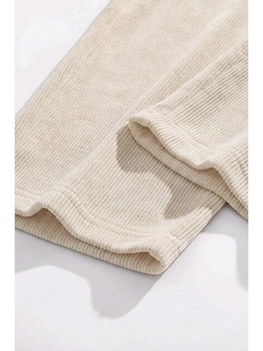 Bej GENIUS Erkek Pantolon Fitilli Kadife Bol Paça Oversize Pantolon-2