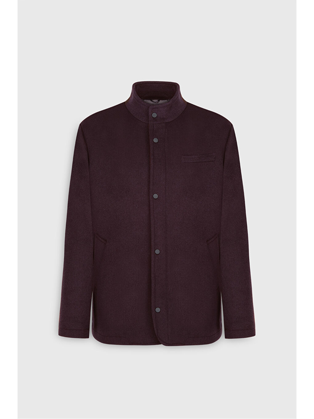 Erkek Bordo Yünlü Standart Fit Normal Kesim Dik Yaka Yan Cepli Mont-6