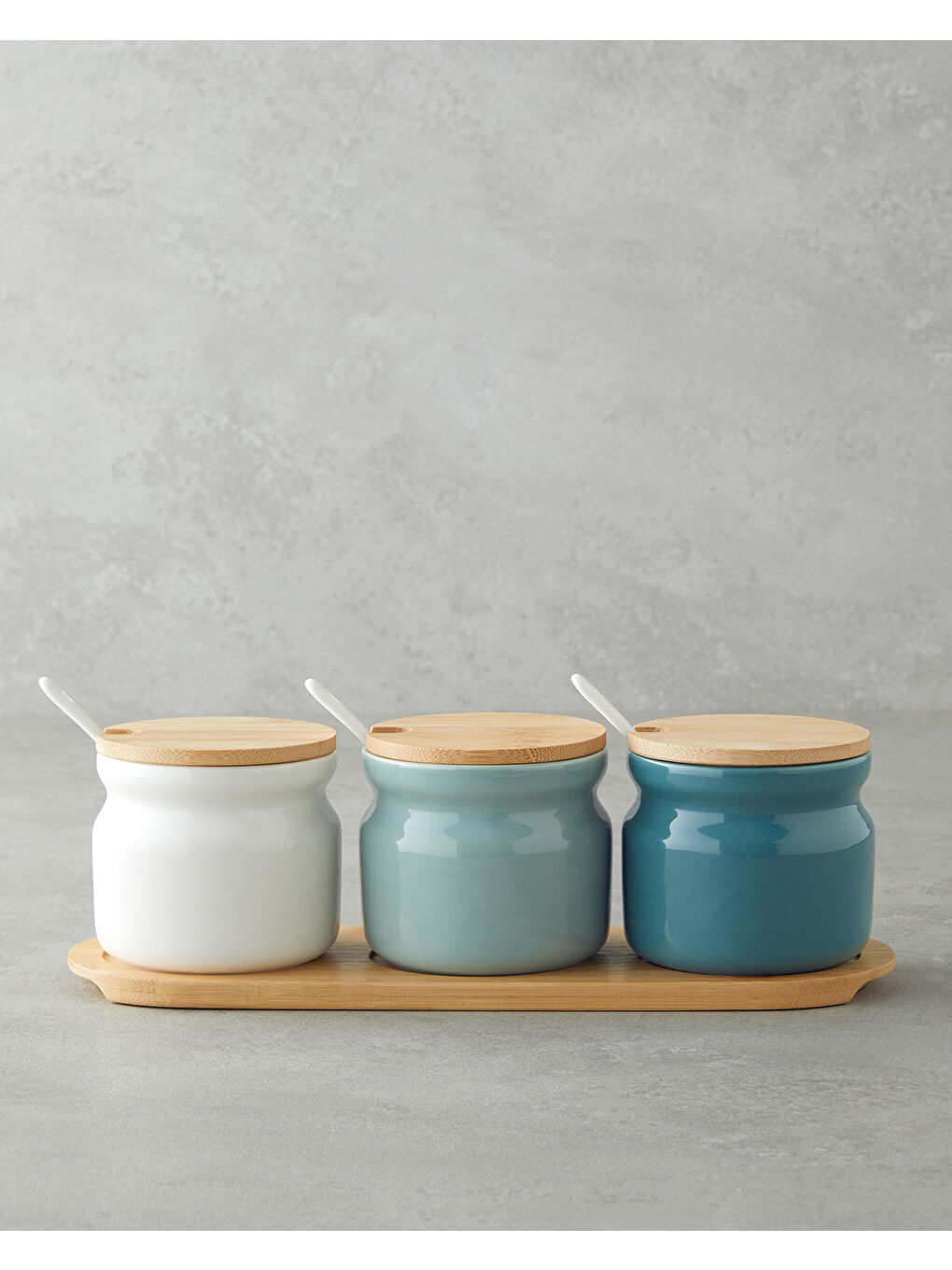 Beyaz Lena Dolomite 3'lü Baharatlik 28,5x9,5 cm Renkli