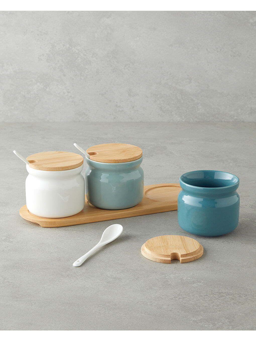 Beyaz Lena Dolomite 3'lü Baharatlik 28,5x9,5 cm Renkli-1