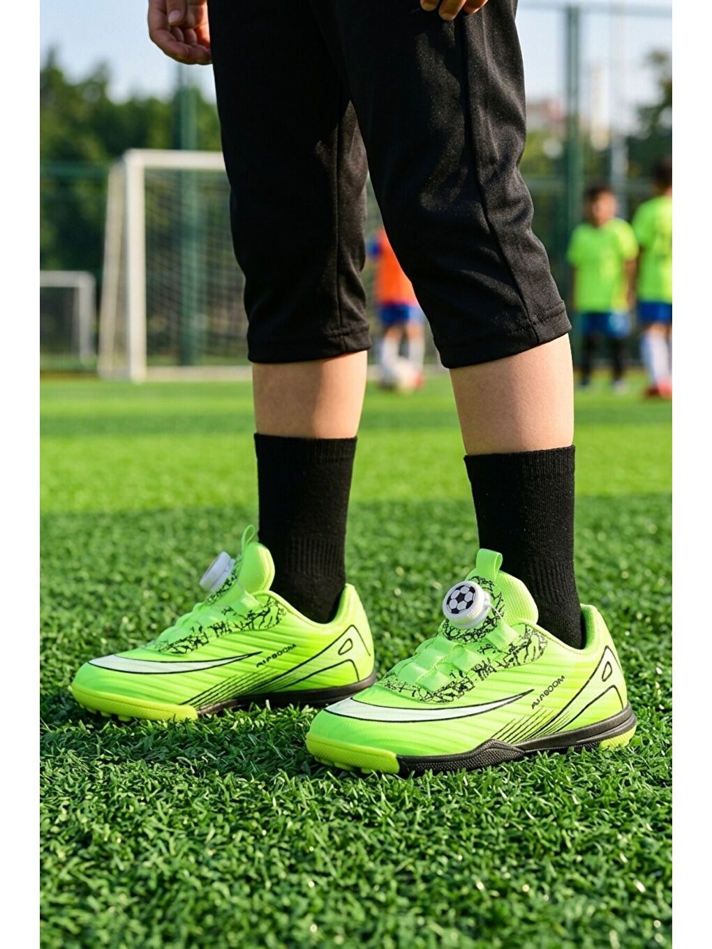 Yeşil Siyah Misina Bağcıklı Çocuk Halı Saha Ayakkabı 620 P-2