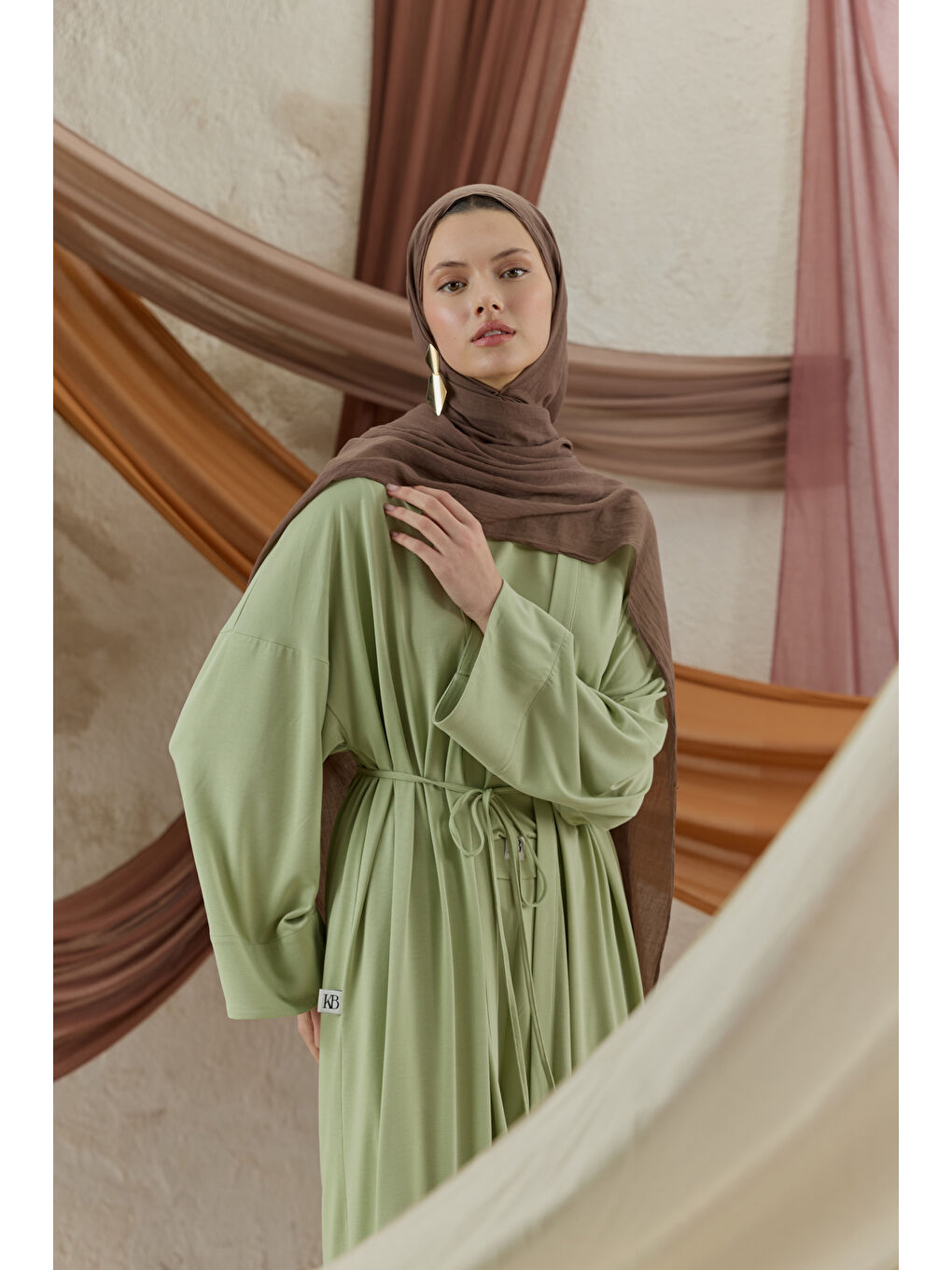 Kahverengi Soft Line Pamuk Şal Ağaç Kabuğu-3